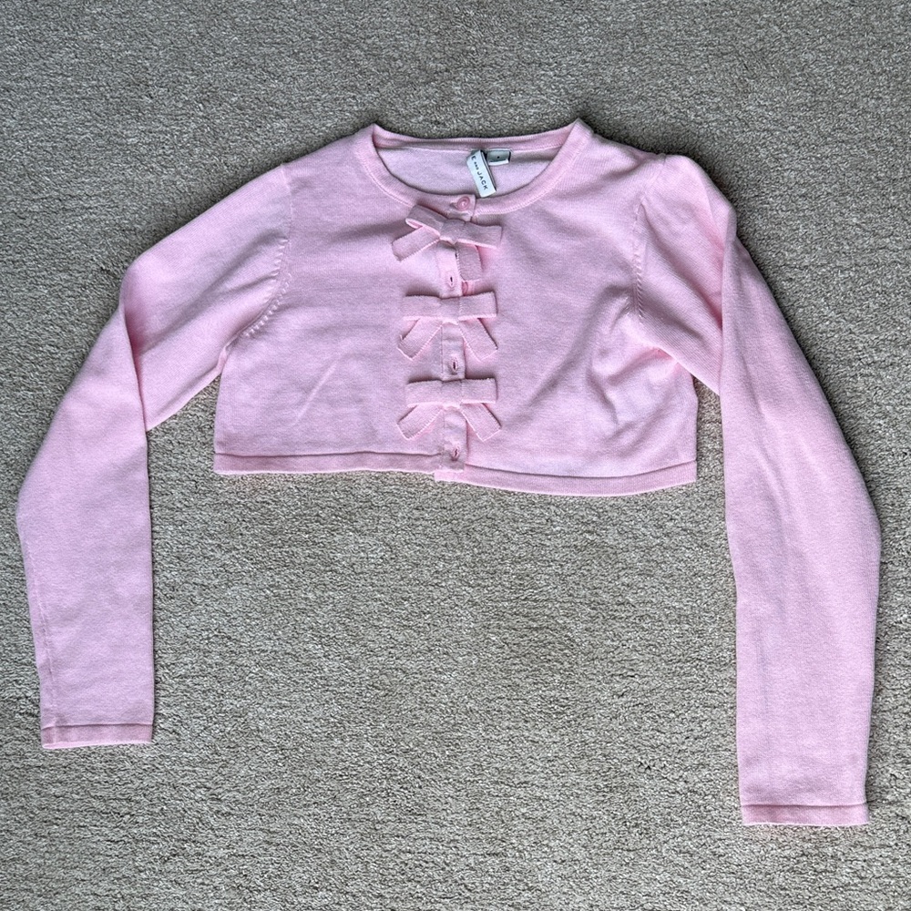 Janie and Jack Light Pink Bow Sweater